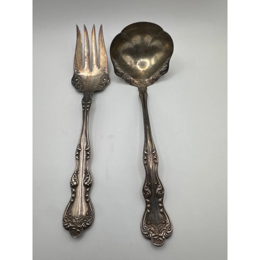 Holmes & Edwards Orient-Venice Silverplate Serving Fork and Ladle Set 1904 XIV